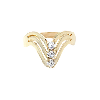 14KY GOLD 3-ROW VINTAGE 3-CZ "