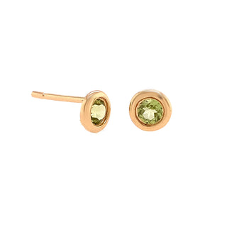 14KY SMALL BEZEL-SET PERIDOT STUDS