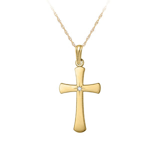 14K FLARED CROSS WITH DIAMOND