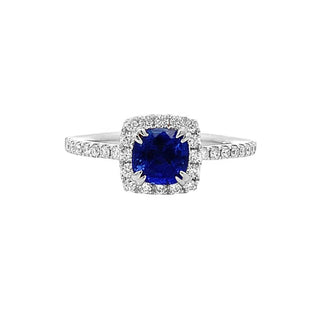 18KW SAPPHIRE HALO RING