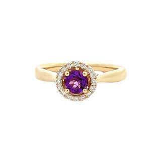 Amethyst halo ring