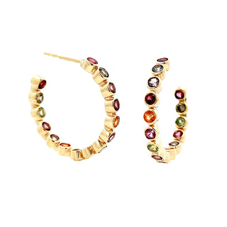 Vintage rainbow gem hoops