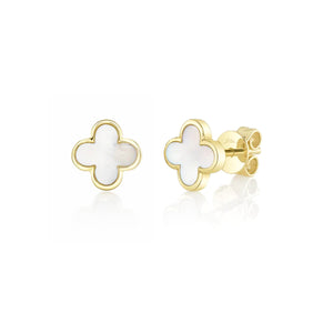 14KY PEARL CLOVER STUDS