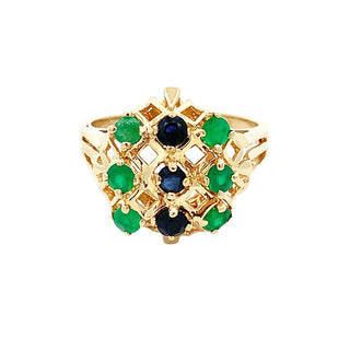 VINTAGE EMERALD & SAPPHIRE RING