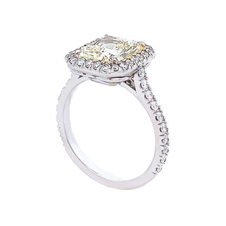 Yellow diamond halo ring