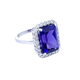 Emerald-cut tanzanite ring