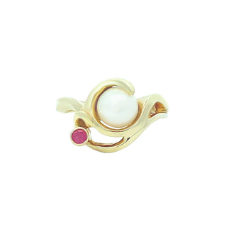 14KY GOLD VINTAGE PEARL & RUBY