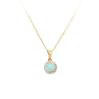 Round Opal halo pendant