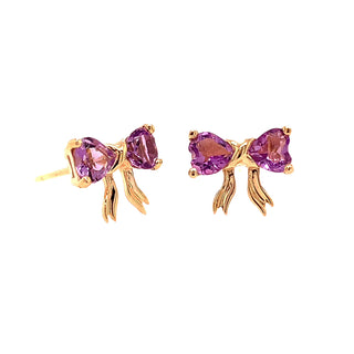 AMETHYST BOW STUD EARRINGS