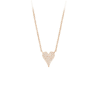 ROSE GOLD SMALL PAVE HEART NECKLACE