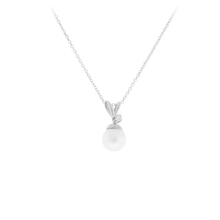 14KW PEARL & DIAMOND PENDANT