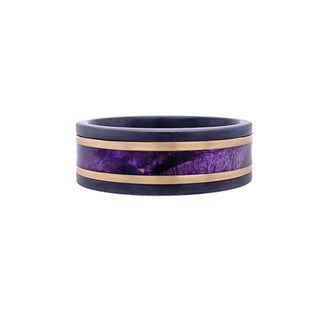 ZIRCONIUM  & PURPLE BURL WOOD BAND