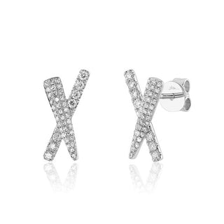 14KW 1/3CT "X" STUD EARRINGS