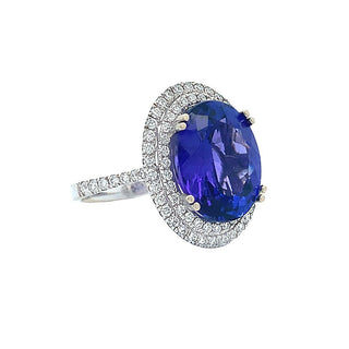 Tanzanite halo ring