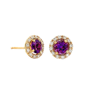 Amethyst halo studs