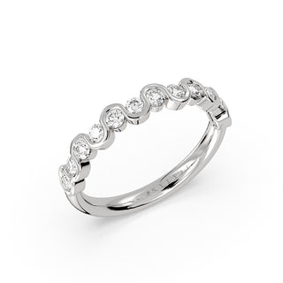 Wavy Half-Bezel Diamond Band