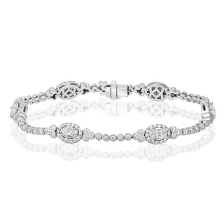 Diamond Tennis Style Bracelet With 6-Oval Stations
