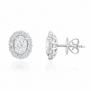 Diamond Oval Halo Studs