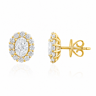 Diamond Oval Shape Halo Studs