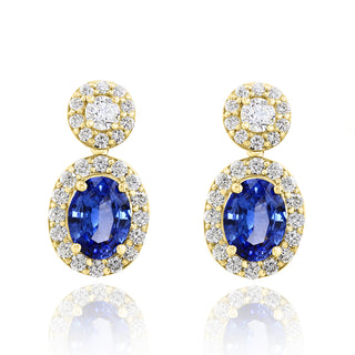 Sapphire And Diamond Halo Drop Earrings