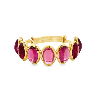 Pink Tourmaline Oval 7-Stone Ring