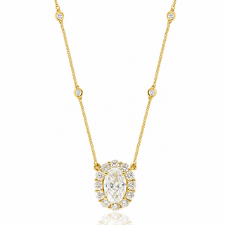 Diamond Oval Halo Pendant