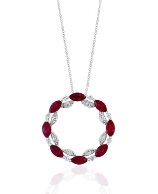 Marquise Ruby and Diamond Eternity Pendant