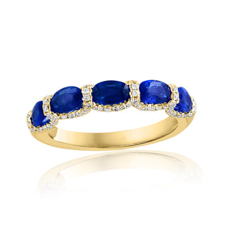 Sapphire and Diamond Scalloped Band