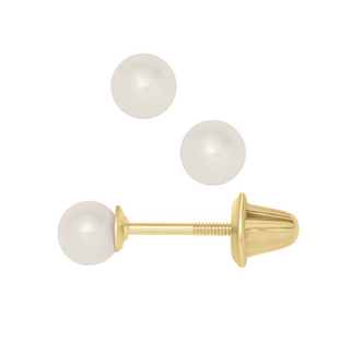 14KY GOLD 4MM PEARL STUD EARRI