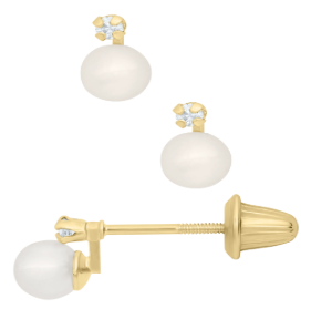 14KY GOLD PEARL AND 0.04CT DIA