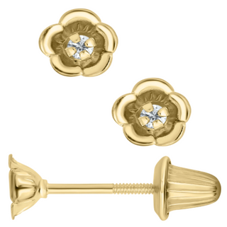 14KY GOLD 0.04CT DIAMOND FLOWE