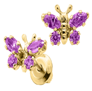 14KY GOLD PURPLE STONE BUTTERF