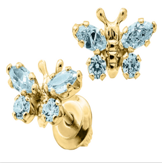 14KY GOLD LIGHT BLUE STONE BUT