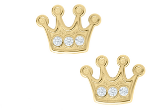 14KY GOLD CZ CROWN CHILDREN EA