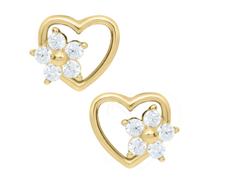 14KY GOLD WHITE CZ FLOWER ON H
