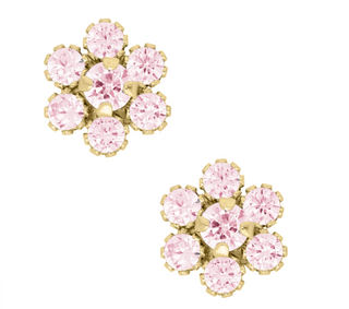 14KY GOLD PINK CZ FLOWER EARRI