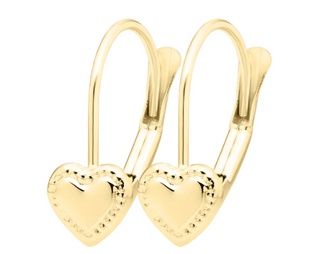 14KY GOLD HEART LEVERBACK CHIL