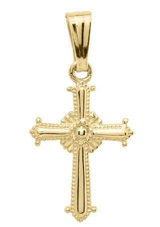 14KY GOLD 15" BEADED EDGE CROS