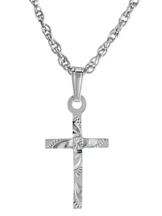 14KW GOLD 15" ENGRAVED CROSS C