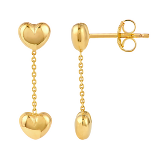 Puffy Hearts On Chain Earrings