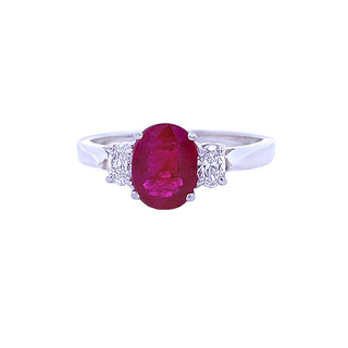 Oval ruby 3-stone ring