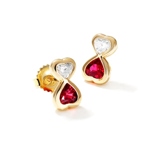 Ruby heart stud earrings