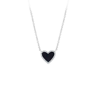 14KW SMALL ONYX HEART NECKLACE