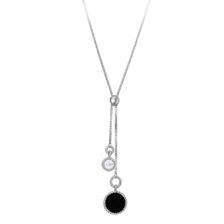 ELLE LARIAT WITH BLACK & WHITE DROPS