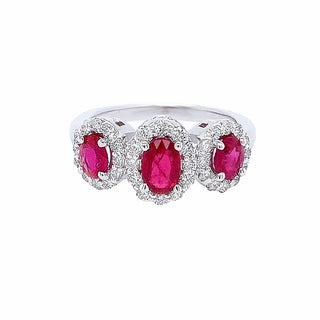 3-ruby halo ring