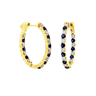 Oval sapphire hoops