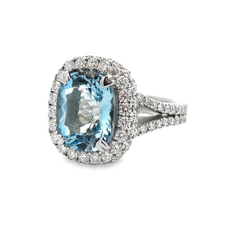 18k Aqua halo ring