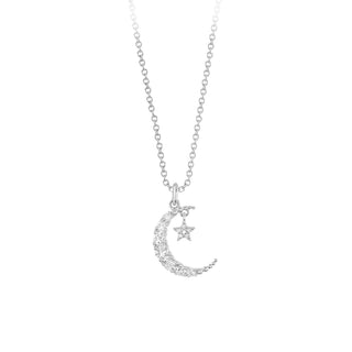 14KW PAVE CRESCENT MOON PENDANT