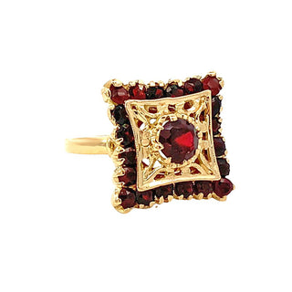 14KY GOLD SQUARE VINTAGE GARNE