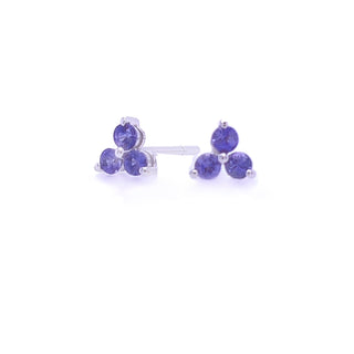 TINY 3-SAPPHIRE CLUSTER STUDS